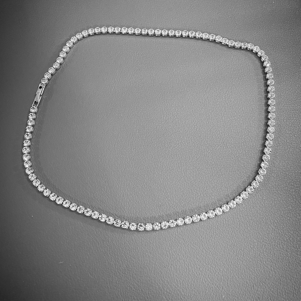 Fashion silver CZ tennis necklace